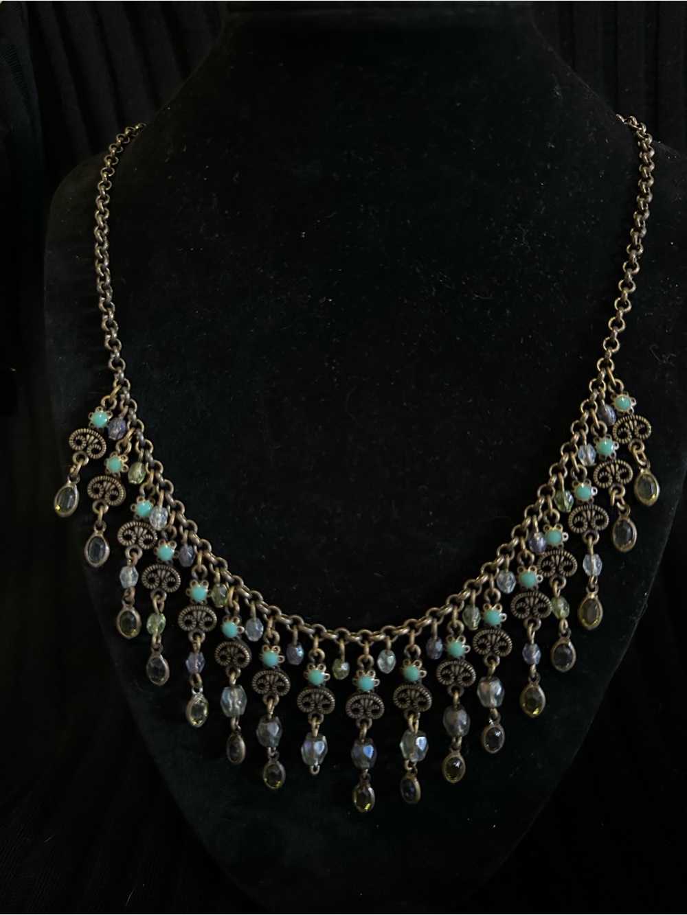 Vintage Avon Necklace SH Faux Turquoise Bead Dangles Boho Whimsigoth